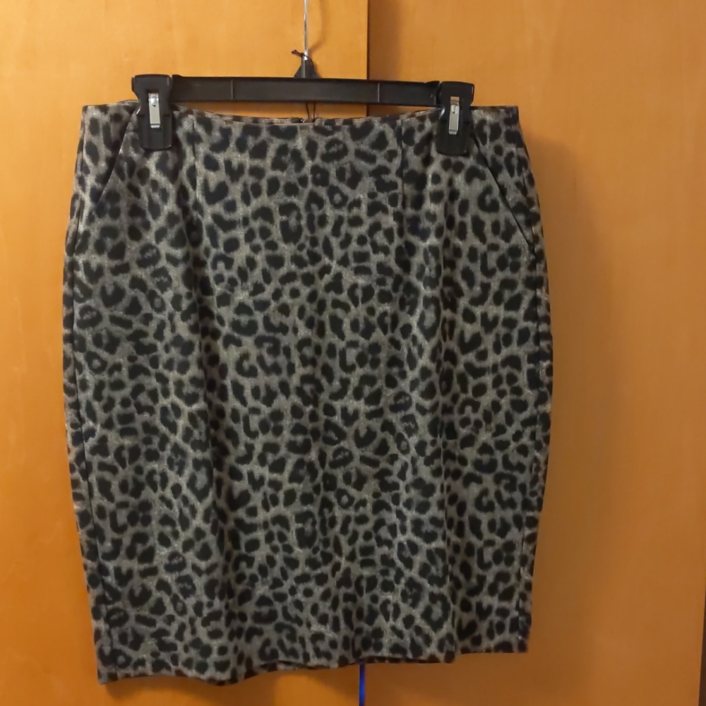 CAbi Jungle Skirt Leopard Print Size 6